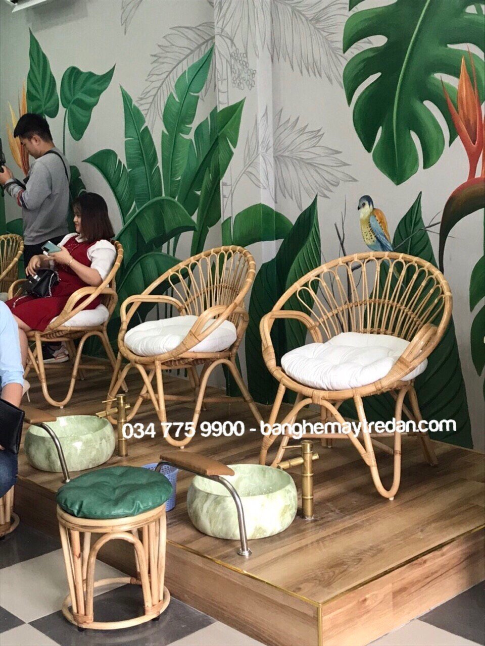 Ghế mây cho tiệm nails