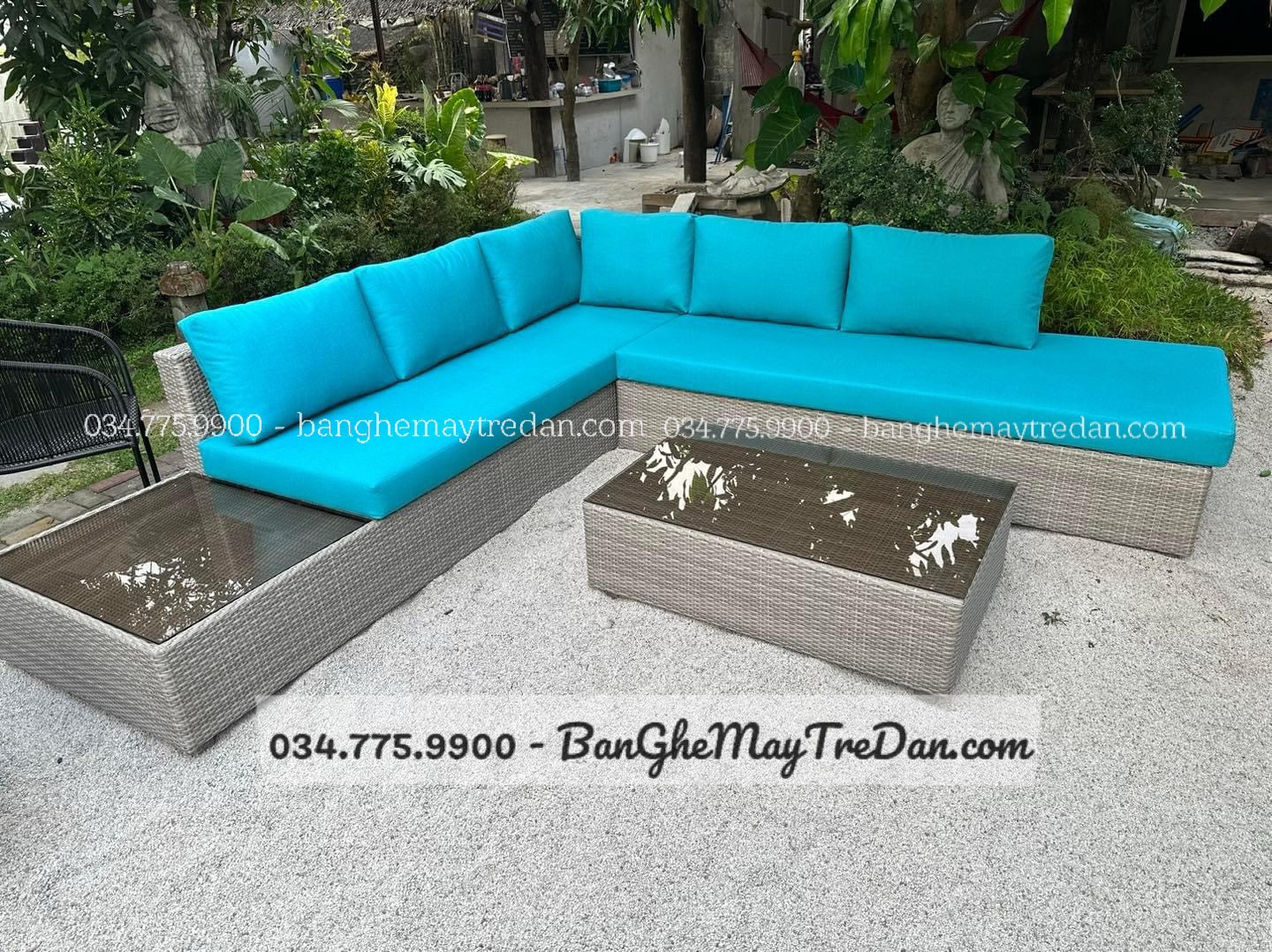 Ghế sofa góc GN447 để sân vườn bền đẹp