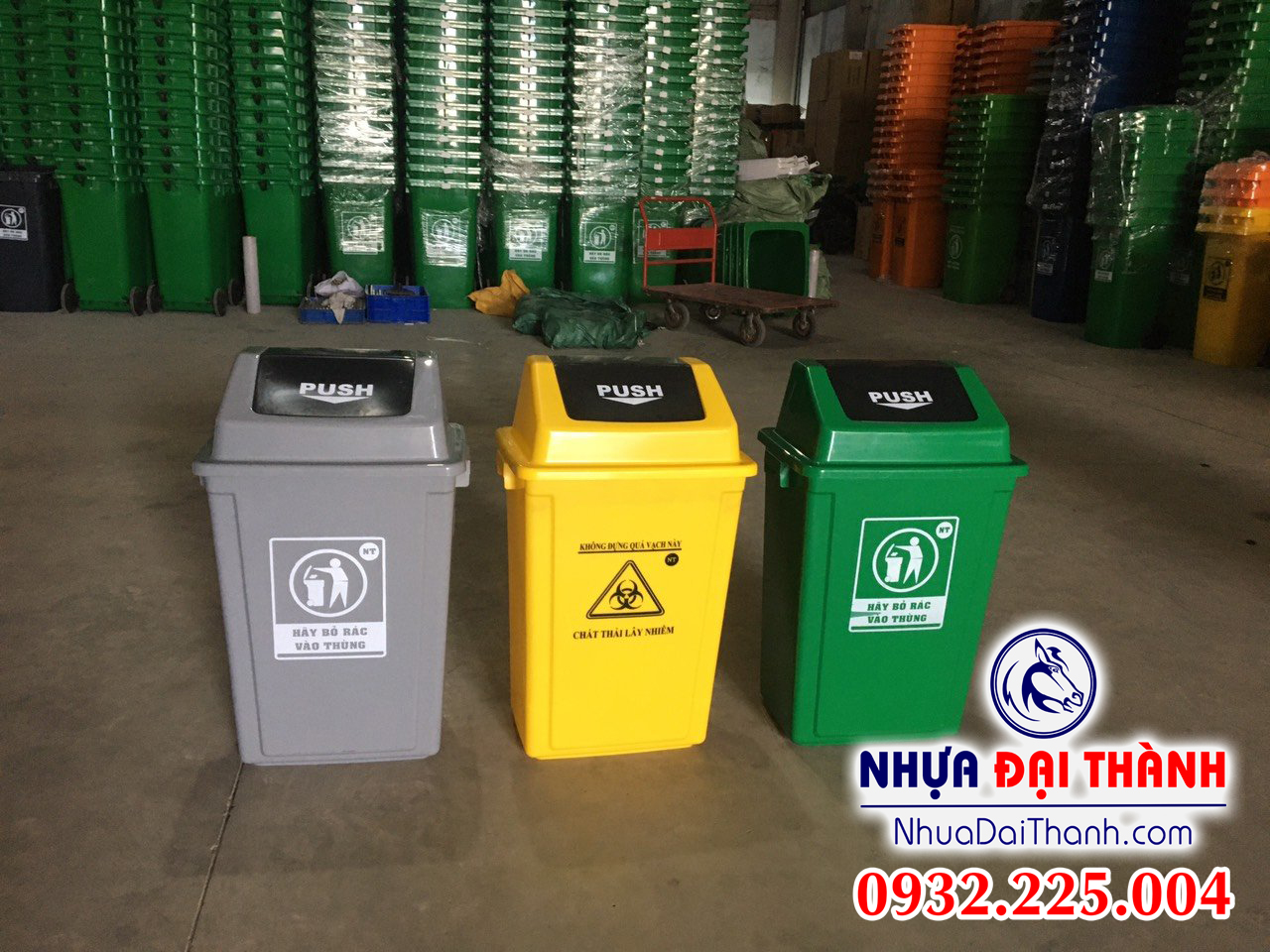 Thùng rác 60L nắp Push -Tiện dụng