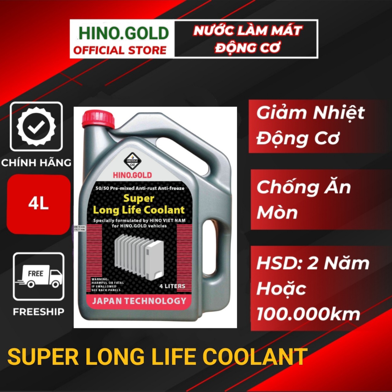 Nước làm mát hiệu HINO GOLD SUPER LONG LIFE COOLANT chất lượng cao