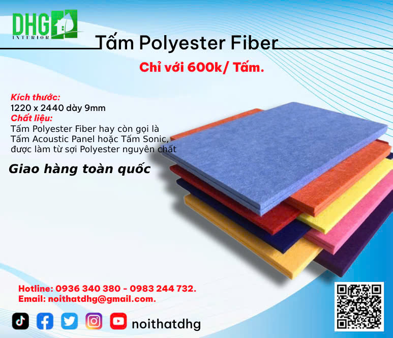 Tấm Polyester Fiber - Vật Liệu Cách Âm, Tiêu Âm