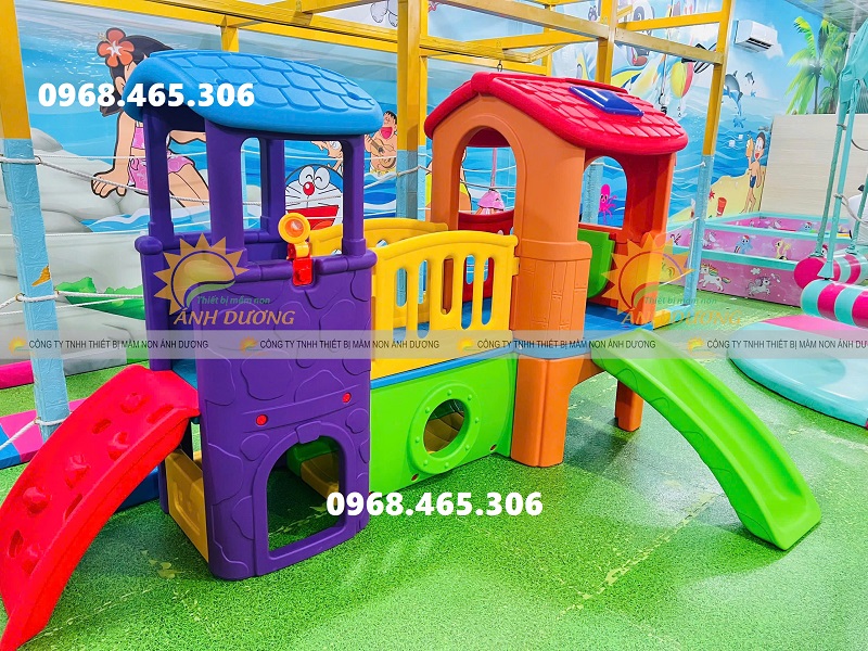 Bộ cầu trượt 2 khối nhà trẻ em nhập khẩu