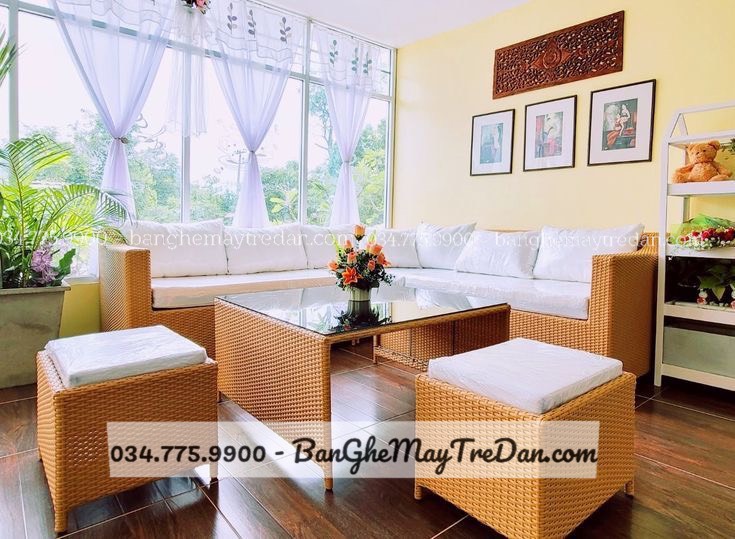 Ghế chữ L mây nhựa