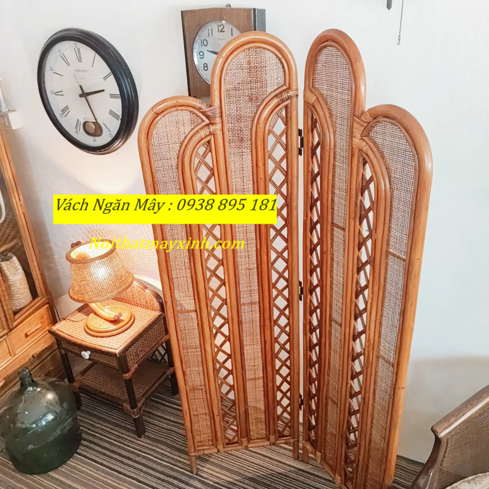 Vách ngăn phòng mây đan, bình phong mây tự nhiên giá rẻ