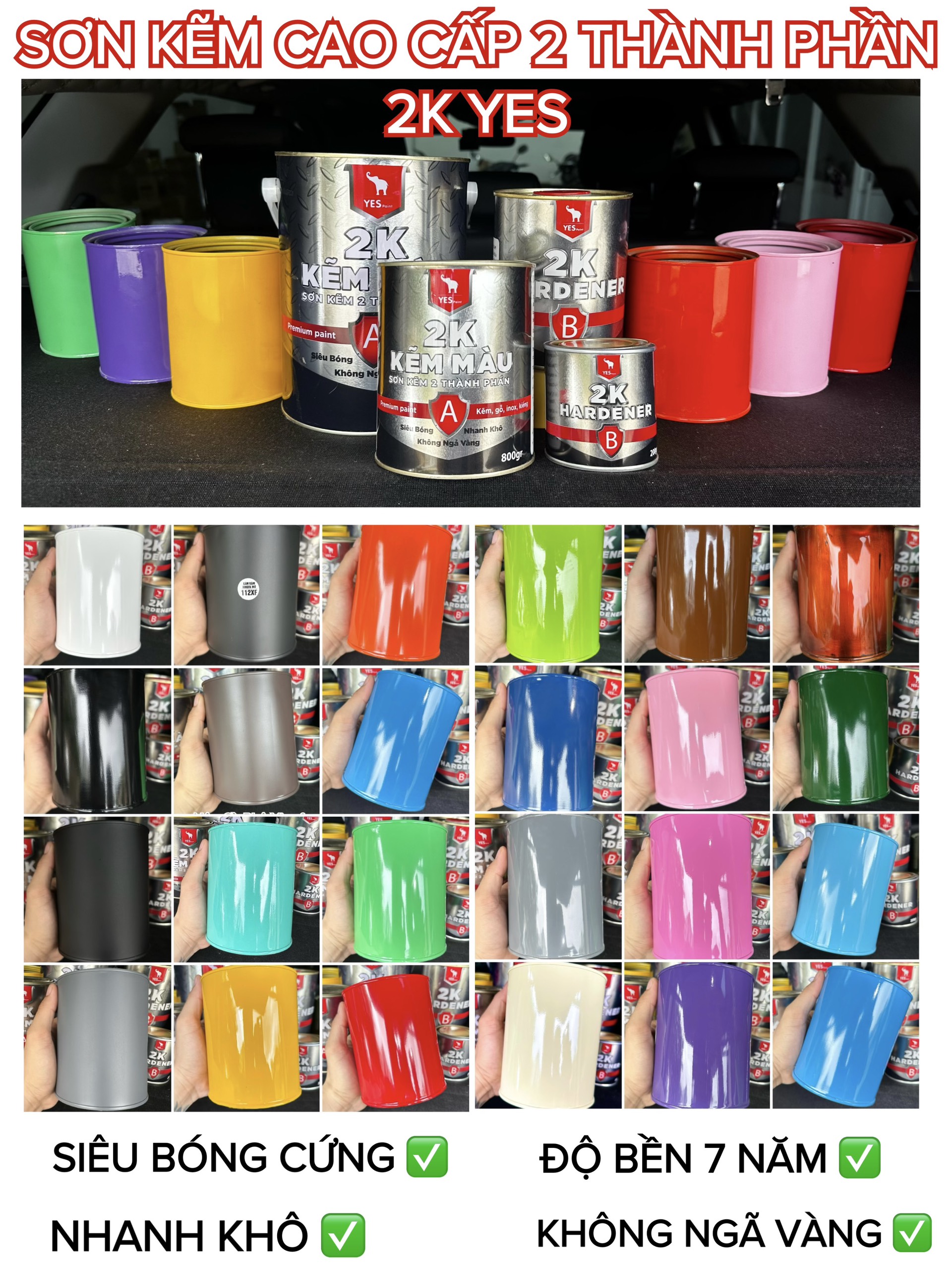 Sơn chuyên dụng 2K kẽm màu Yes