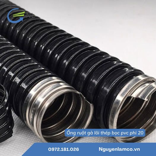 ỐNG RUỘT GÀ LÕI THÉP BỌC PVC PHI 20 BẢO VỆ DÂY ĐIỆN AN TOÀN