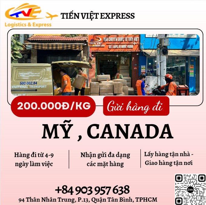 Gửi hàng đi USA, Canada - Tiến Việt Express