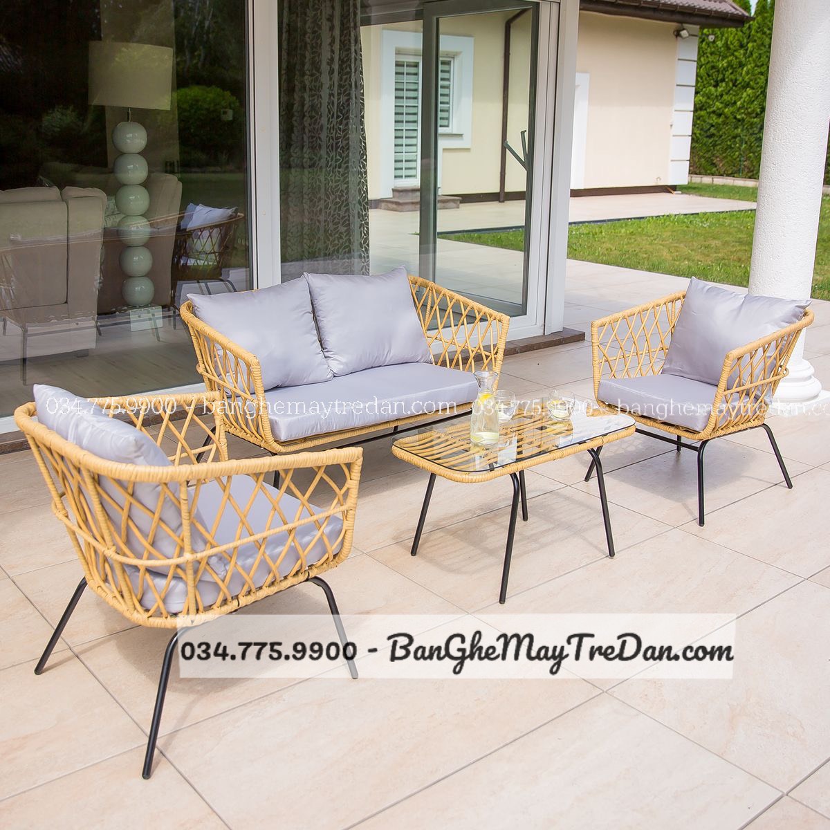 Bàn ghế mây nhựa hiện đại