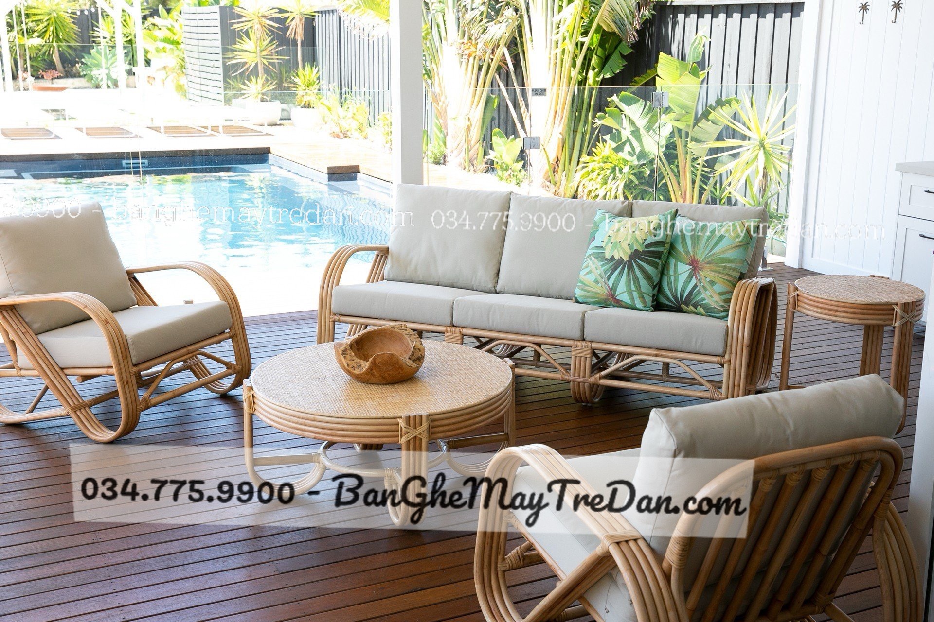 Sofa mây tre cho phòng khách đẹp