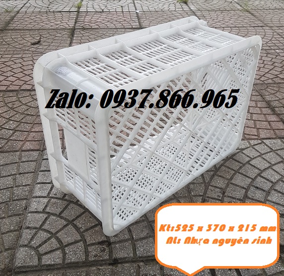 Sọt nhựa dùng trong cont lạnh, sóng nhựa nguyên sinh sọt nhựa 525 x 370