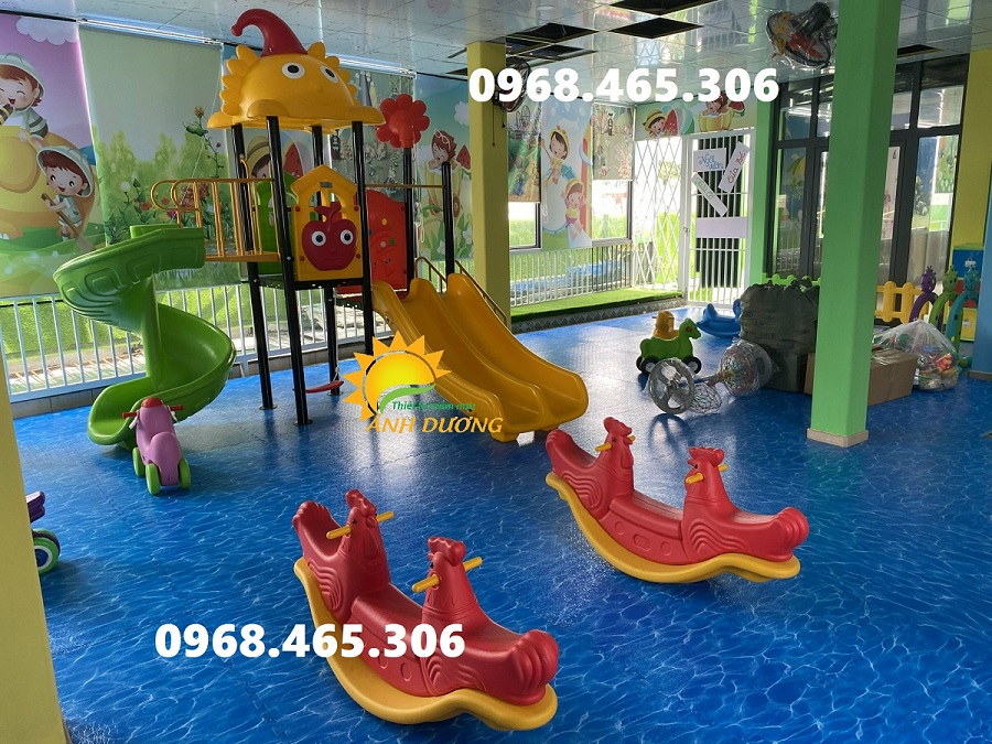 Bộ cầu trượt xích đu trẻ em liên hoàn, cầu trượt trẻ em ngoài trời