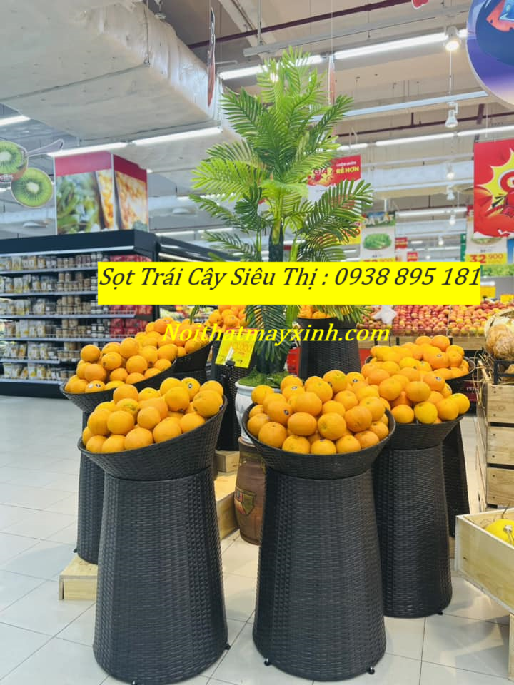 Giỏ mây trưng bày trái cây, giỏ mây đựng trái cây siêu thị