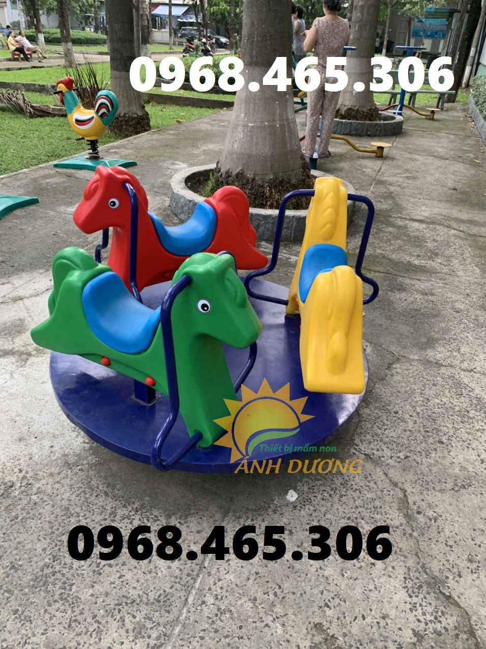 Đu quay trẻ em 3 con ngựa hàng nhập khẩu