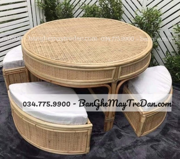 Bàn ghế mây tự nhiên hình tròn