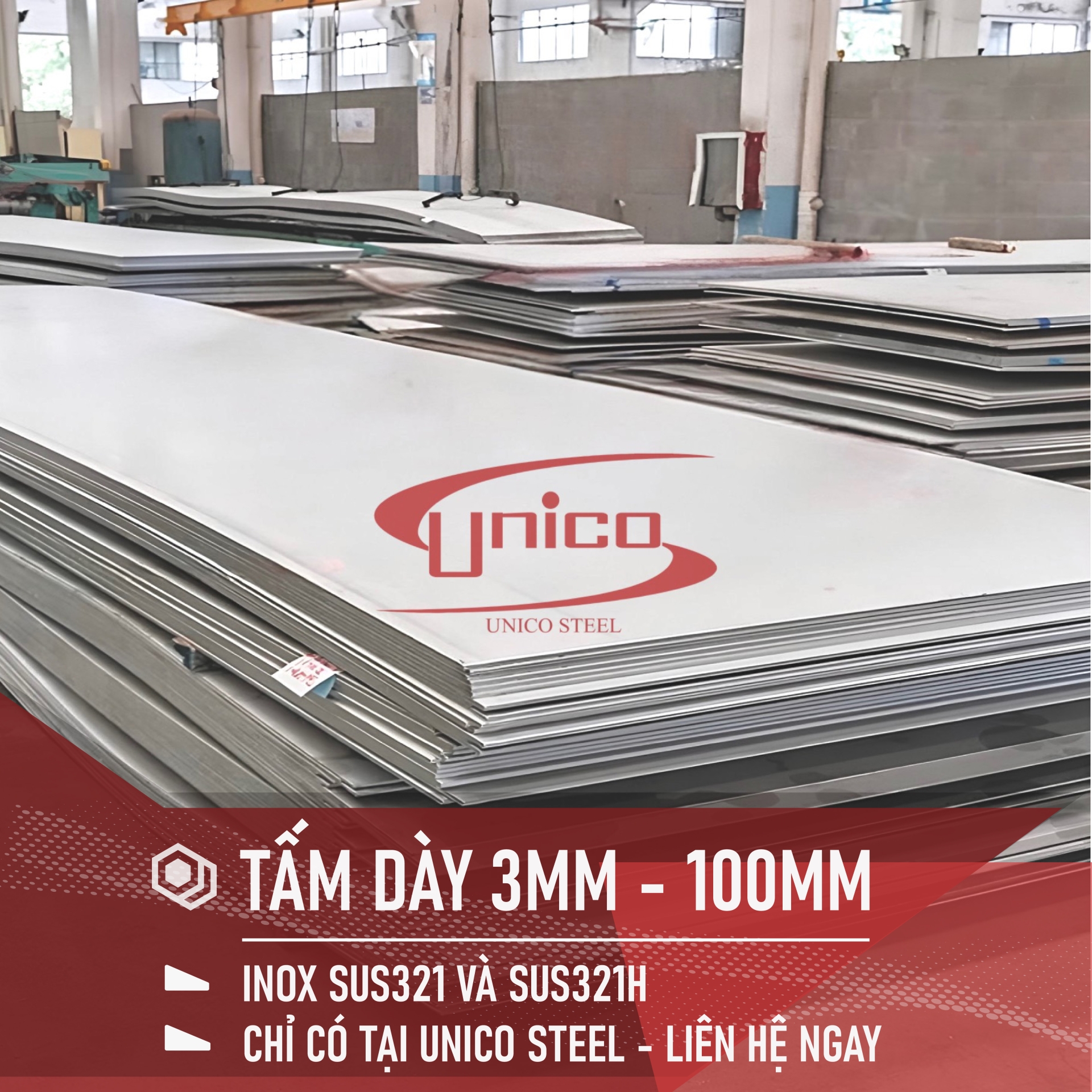 UNICO chuyên cung cấp tấm inox sus321