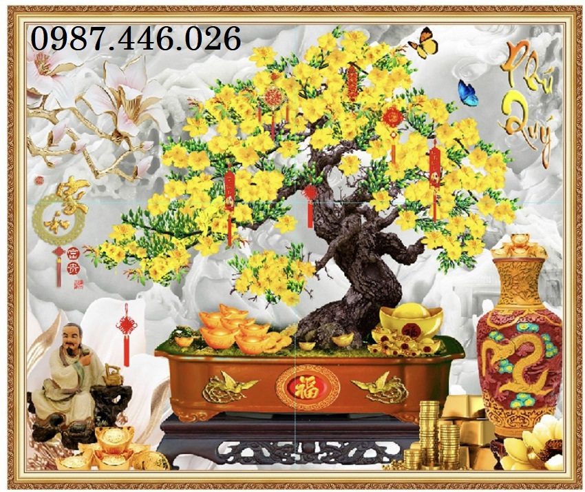 Gạch tranh 3d hoa mai vàng HP9282