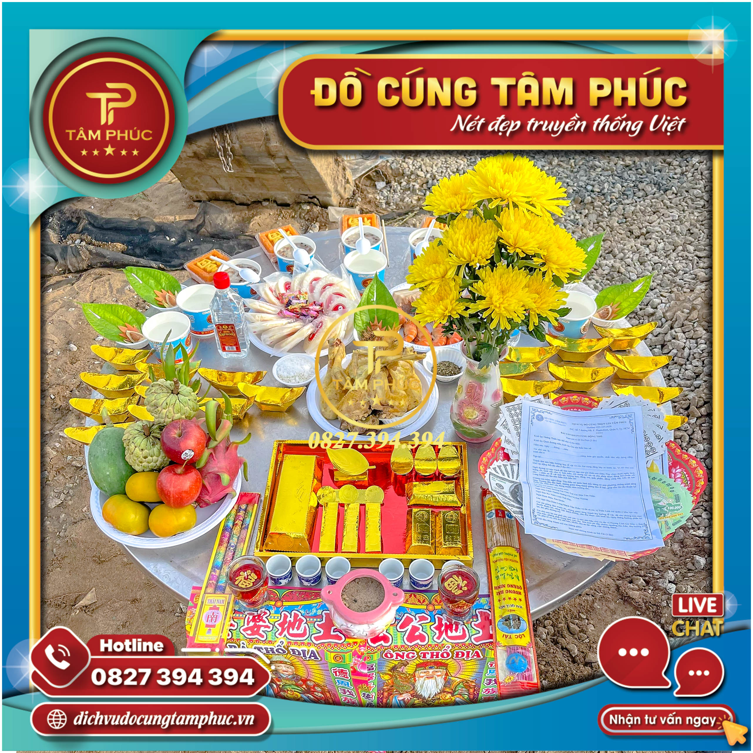 Mâm cúng Động Thổ đơn giản tại Cần Thơ.