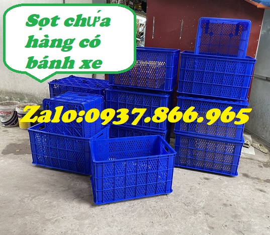 bán sọt nhựa có bánh xe dưới đáy, sọt công nghiệp chuyên kéo hàng hó