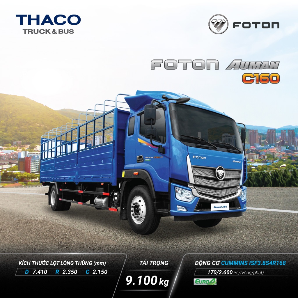 Xe Tải Auman C160 Mui Bạt Tải Trọng 9,1 Tấn