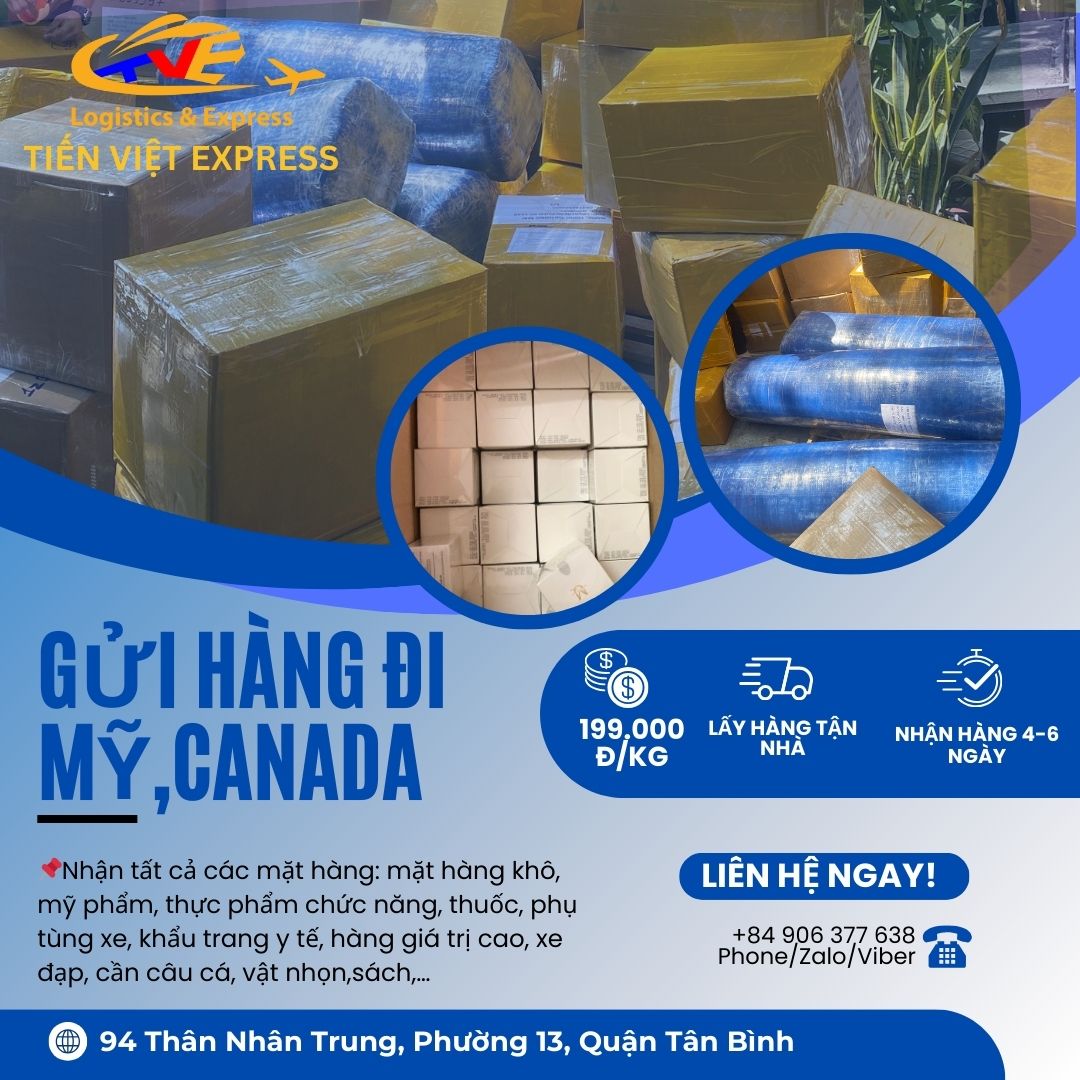 Gửi hàng đi Mỹ, Canada giá rẻ tại Tiến Việt Express.