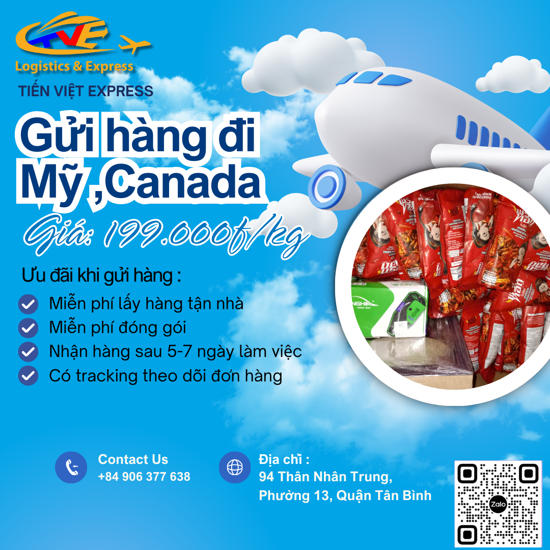 Hàng ngàn ưu đãi khi gửi hàng đi Mỹ và Canada tại Tiến Việt Express