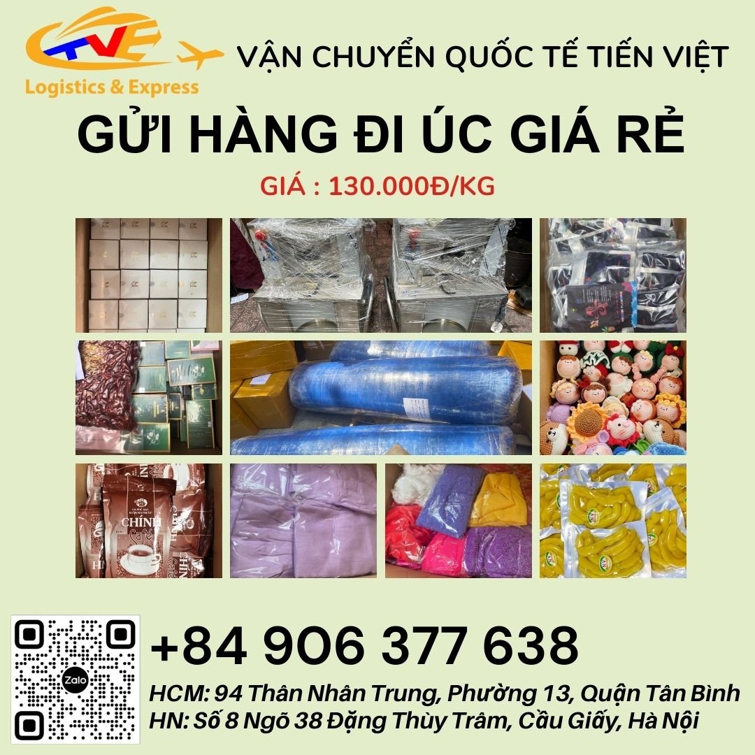 Gửi hàng đi Úc giá chỉ 130.000đ/kg