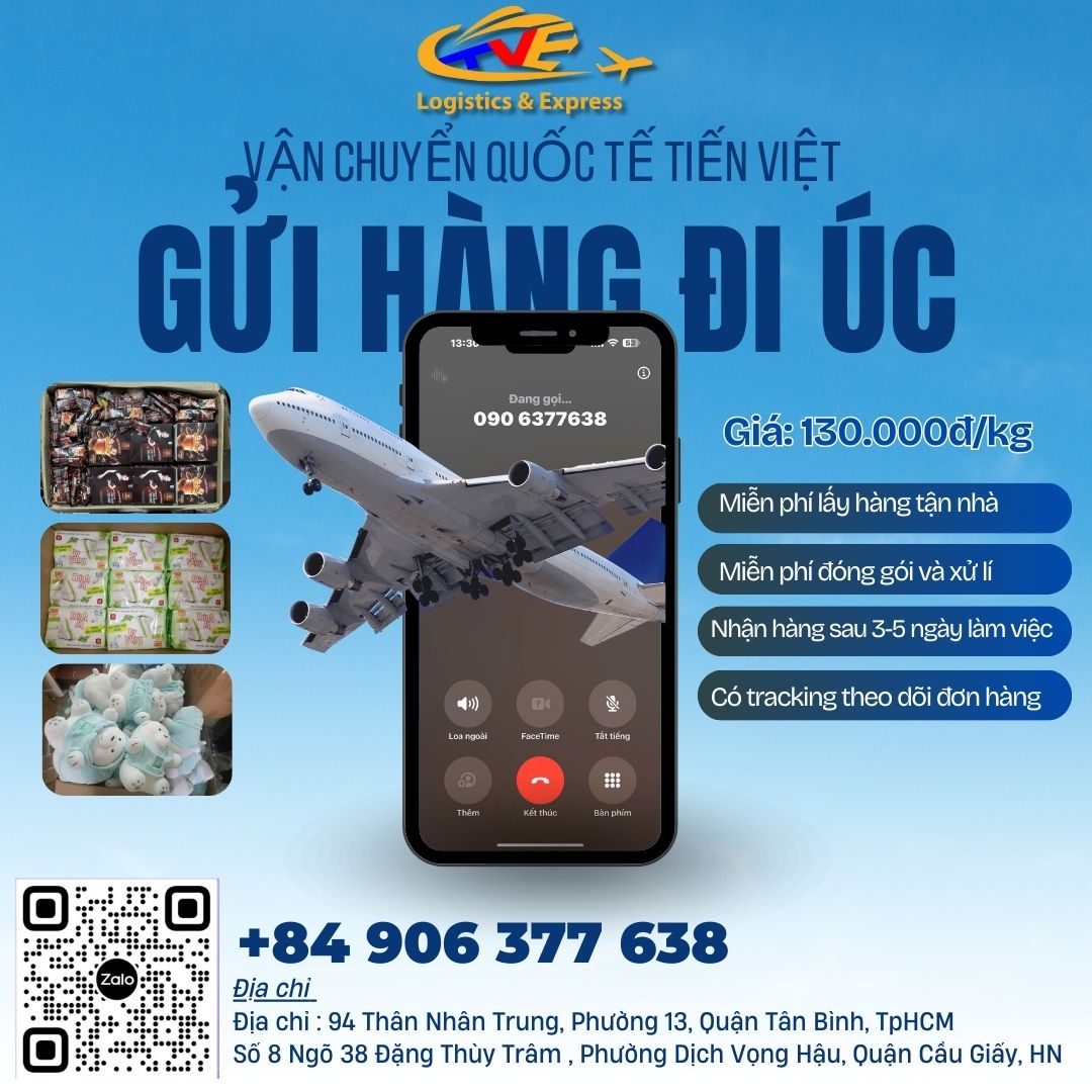 GỬI HÀNG ĐI ÚC TẠI TIẾN VIỆT GIÁ RẺ CHỈ 130K/KG