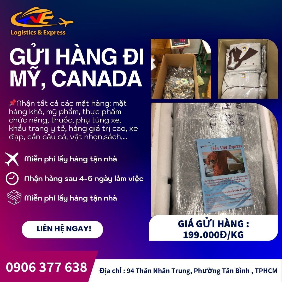 Gửi hàng đi Mỹ & Canada gửi Tiến Việt đơn giản Gửi hàng đi Mỹ & Canada gửi Tiến Việt đơn giản
