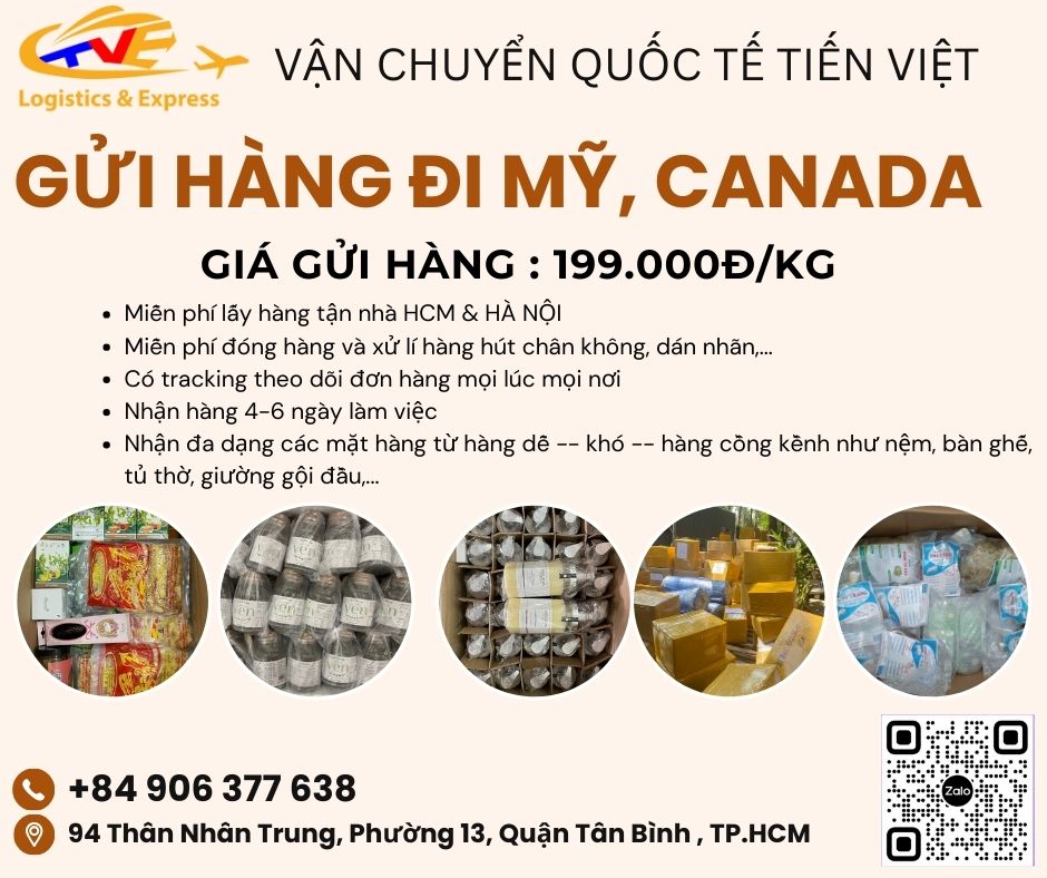 Gửi hàng đi Mỹ, Canada giá siêu rẻ chỉ 199.000đ/kg