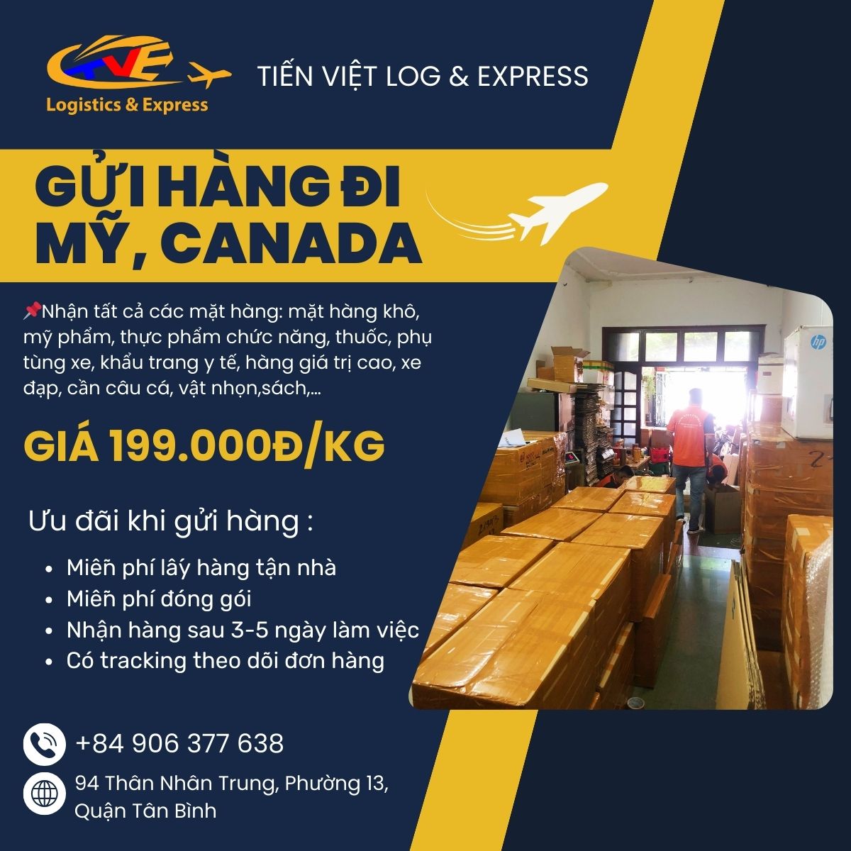 Tiến Việt Exptress - Nhận gửi hàng đi Mỹ, Canada Tiến Việt Exptress - Nhận gửi hàng đi Mỹ, Canada