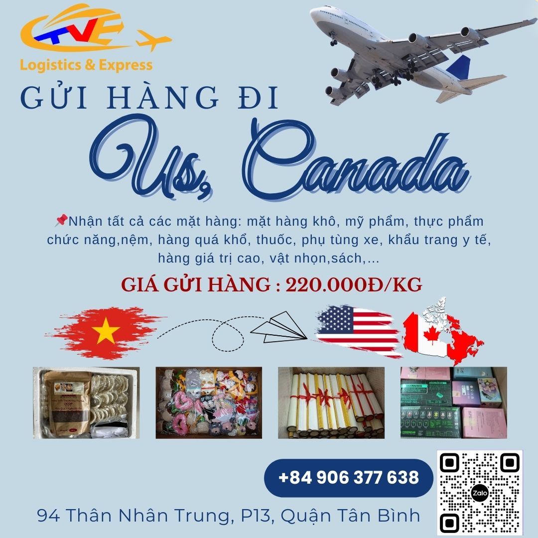 Gửi hàng đi Mỹ, Canada giá rẻ giá 219.000đ/kg