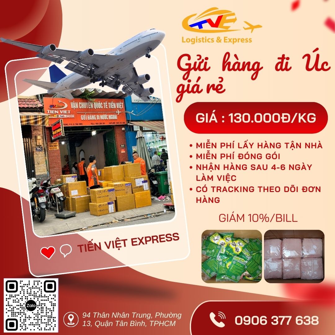 Gửi hàng đi Úc siêu tiết kiệm tại Tiến Việt Express Gửi hàng đi Úc siêu tiết kiệm tại Tiến Việt Express