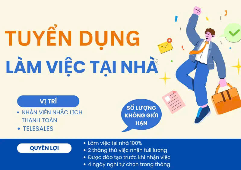 Tuyển nhân viên nhắc phí làm việc online, thu nhập ổn định