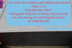 CHO THUÊ VĂN PHÒNG & MẶT BẰNG KINH DOANH