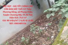 ĐẤT ĐẸP - GIÁ TỐT CHÍNH CHỦ CẦN BÁN ĐẤT THỔ CƯ -xã  PHỤNG CHÂU, CHƯƠNG MỸ, HÀ
