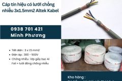 Cáp tín hiệu có lưới chống nhiễu 3x1.5mm2 chính hãng Altek Kabel hỗ trợ giao toà