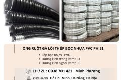 Ống ruột gà lõi thép bọc nhựa PVC phi31 Đà Nẵng, Bình Định, Quảng Trị