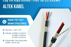 Cáp RS485 chống nhiễu 1 Pair 18/22/24AWG chính hãng Đồng Nai, Bình Dương, BR-VT