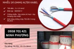 Dây cáp điện chống cháy chống nhiễu 2x1.0mm2 Altek Kabel Đà Nẵng, Quảng Ngãi, Hu