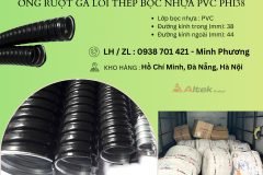 Ống ruột gà lõi thép bọc nhựa Pvc phi38 Huế, Quảng Trị, Quy Nhơn