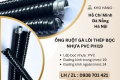 Ống ruột gà lõi thép bọc nhựa PVC Phi19 Đà Nẵng, Hà Nội, Quảng Nam