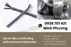 Cáp tín hiệu có lưới chống nhiễu 4x0.5mm2 Altek Kabel chính hãng, giao ngay