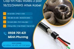 Cáp tín hiệu chống nhiễu RS485 2 pair 18/22/24AWG hàng sẵn, giá tốt