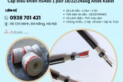 Cáp điều khiển RS485 1 pair 18/22/24awg Altek Kabel Quảng Bình, Đà Nẵng, Phú Yên