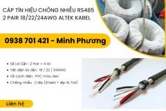 Cáp tín hiệu chống nhiễu RS485 2 pair 18/22/24awg Altek Kabel Đà Nẵng, Huế