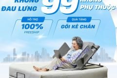 Giường điện nâng lưng giúp người tai biến ngồi dậy nhẹ nhàng, giảm đau.