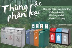 Thùng rác phân loại inox 304, thép sơn tĩnh điện
