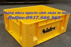 Bán thùng đặc có lỗ thoát khí dưới đáy, thùng nhựa cơ khí, khay nhự