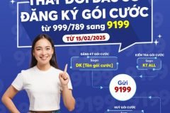 MobiFone thay đổi đầu số đăng ký gói cước sang số 9199