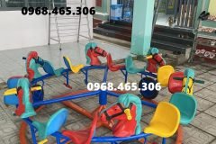 Đu quay trẻ em 4 ghế ngồi, đu quay mầm non 4 chỗ ngồi hình con vật